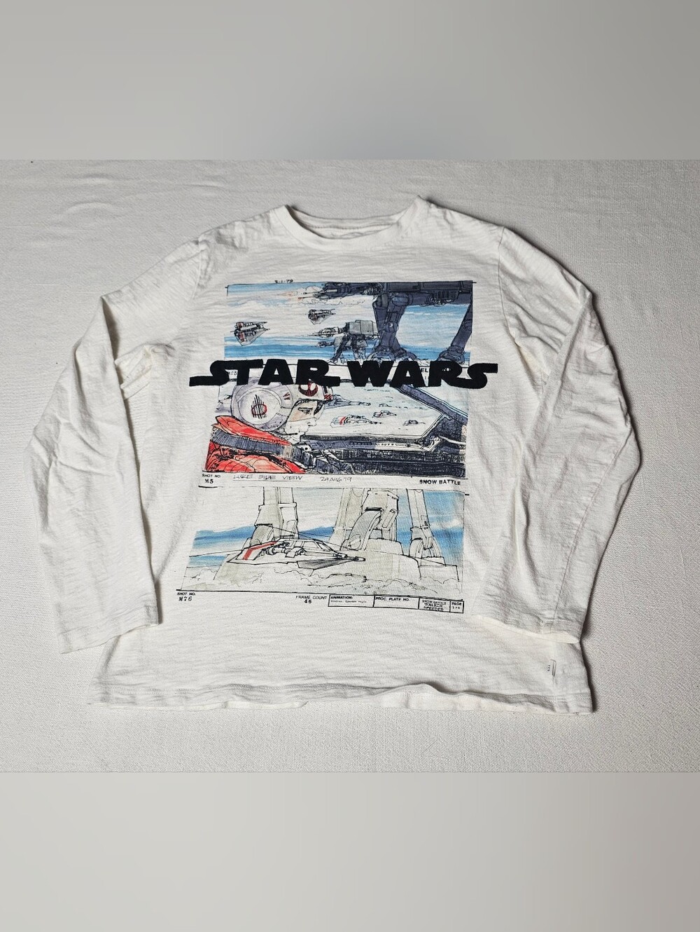 GAP Boys Star Wars™ Long Sleeve Graphic T-Shirt Size XL Off White